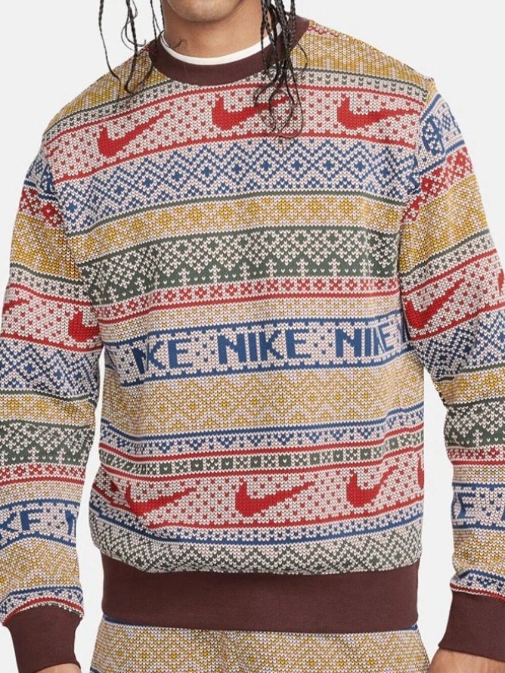 Nike Sportswear Club Fleece Crew-Neck Holiday Sweatshirt Size Kids XL